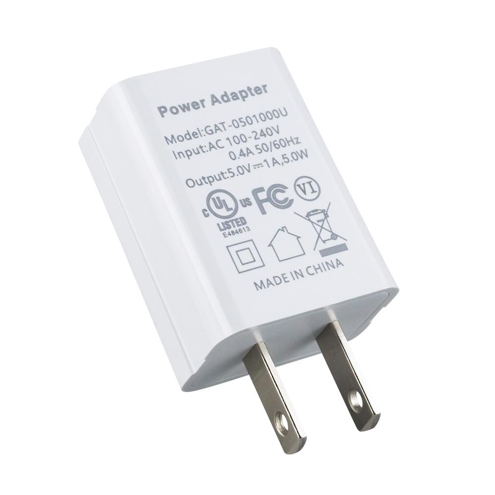 Certification 5W USB Wall Charger for All Cell Phone USB A Port 5V1A Power Portable Charger