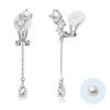 Pearl Earrings for June Hypoallergenic To 925 Painless Entrance Graduation White Popular Women, Swaying, Birthstone, 4.5mm, Metals, Silver,