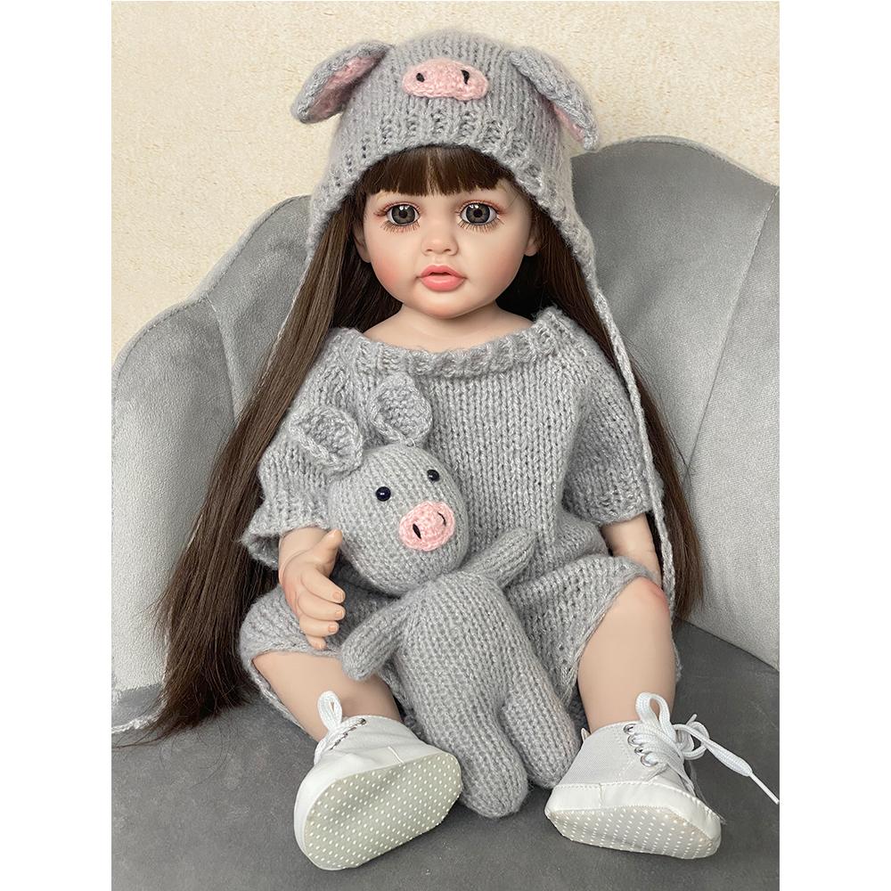 Real Life Reborn Baby Dolls Girl 22 Inch 55cm Full Body Silicone Realistic Lifelike Newborn Dolls Toddler Doll Toy