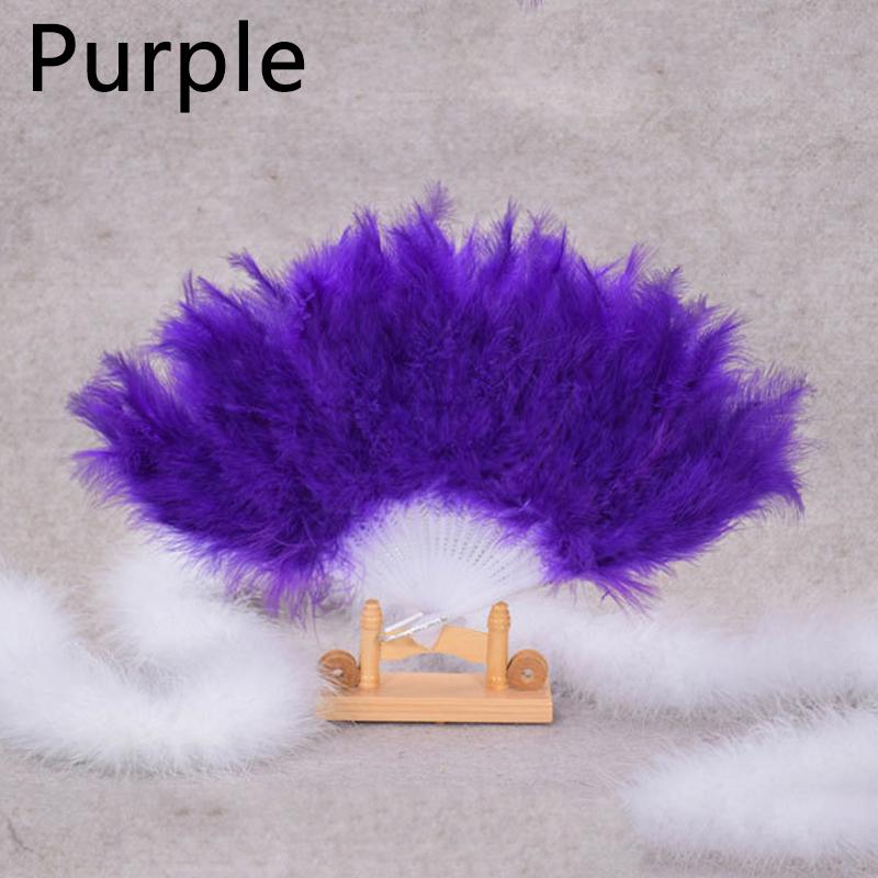 1PC Dance Props Classical Women Showgirl Home Decorative Fluffy Feather Fans Folding Fans Hand Fan Wedding Party