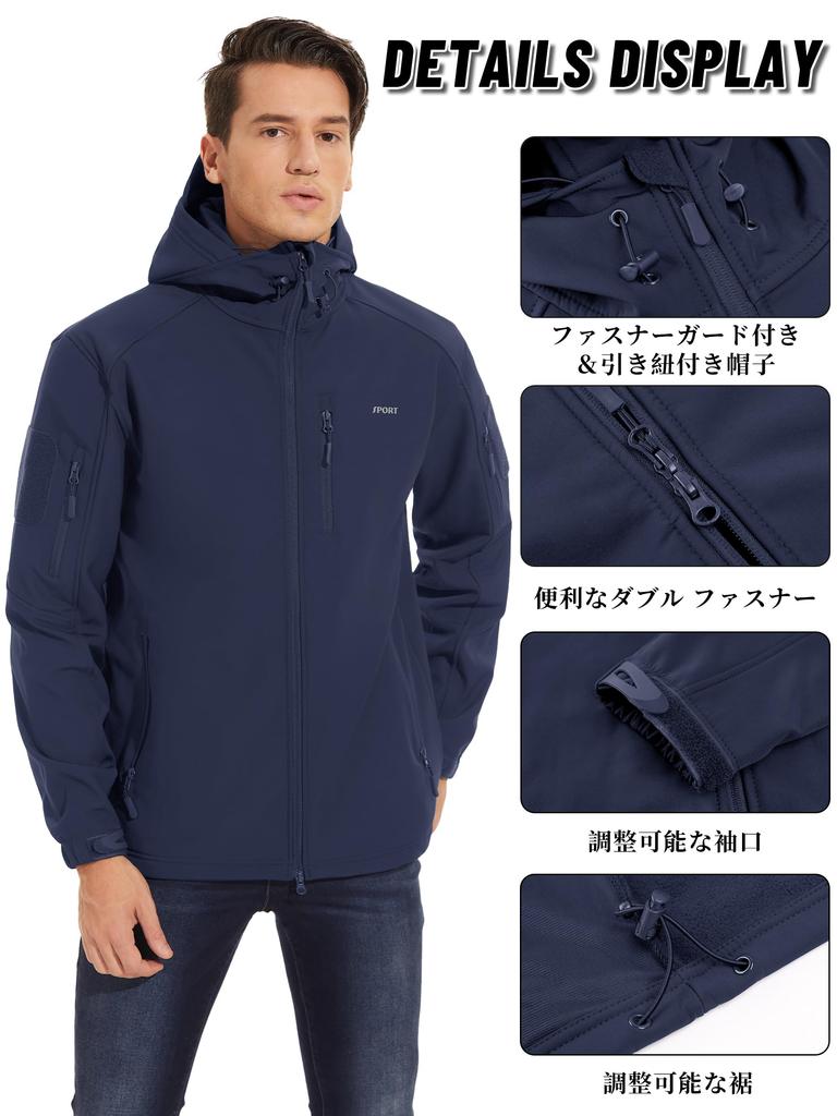 KEFITEVD Mountain Softshell Cold Weather Hooded for Work and Motorcycle Size M Men's Jacket, Fleece-Lined Parka, Protection, Hiking, Trekking, Wear,