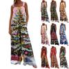 Women's Christmas Print Solid Wide Leg Strapless Tank Pocket Casual Onesie