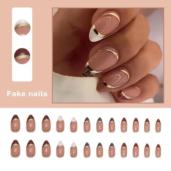 24 шт., водонепроницаемые гелевые накладные ногти с клеем, полное покрытие, искусственный французский кончик, заостренная головка, накладные ногти, носимые накладные ногти, принадлежности для дизайна ногтей «сделай сам»