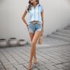 2026 Women's Summer Flutter Sleeve Striped Lace Trim Shirt
