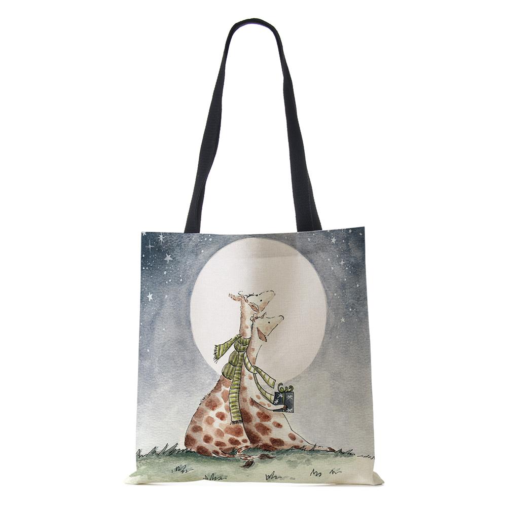 Холщовая сумка-шоппер Харадзюку Мультяшный Рождественский Лосьженская Сумка через плечо Корейская Многоразовая Большой вместимости Складная Сумка-тоут Сумки KTY