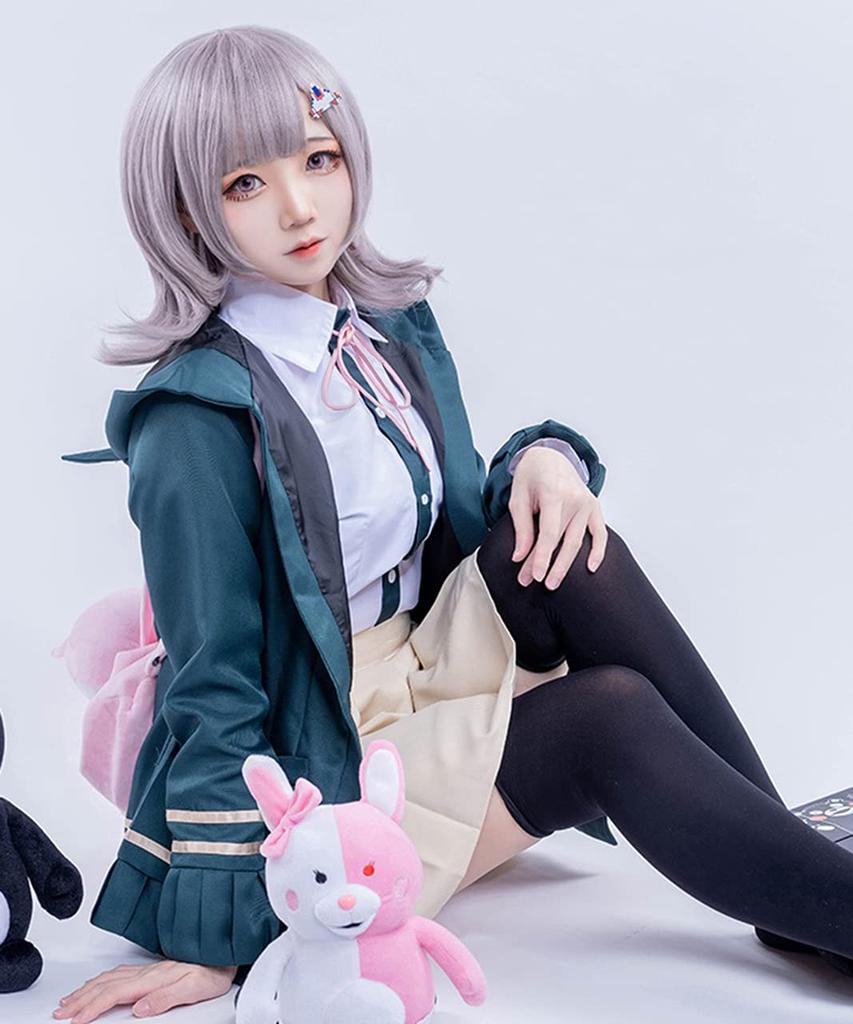 Chiaki Nanami Cosplay Costume Set from Super Danganronpa with Wig for Halloween [Milky Time] (XL)