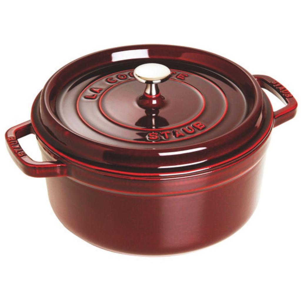 Staub Cocotte Round Grenadine Red Both Hand Enamel Pot IH Compatible Japanese La Cocotte Round "Pico 18cm" [Authorized Product] 40509-819