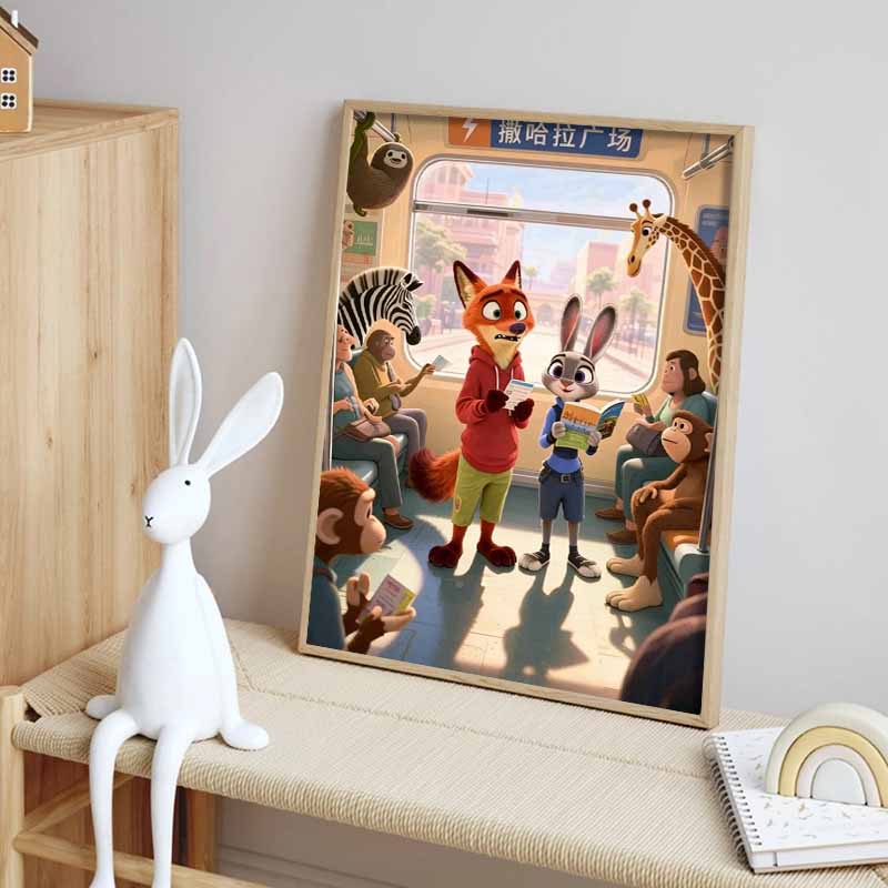 Disney 5D DIY Алмазная живопись Зверополис Фан-арт Иллюстрация Полный круг Алмазная мозаика Мультяшная Вышивка крестом Произведение искусства для украшения дома
