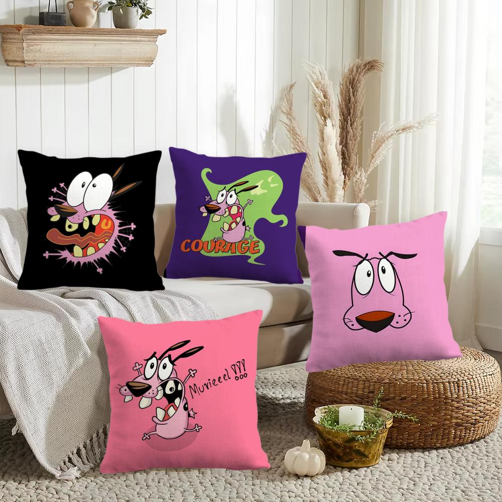 CCourage CCowardly Dog Cushion Cover Silky Short Plush Invisible Zipper Dustproof Sofa Pillow Case for Home Decor