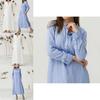 Luxurious Women's Kaftan Cotton Long Sleeve Plain Casual Oversized Maxi Shirt Dress