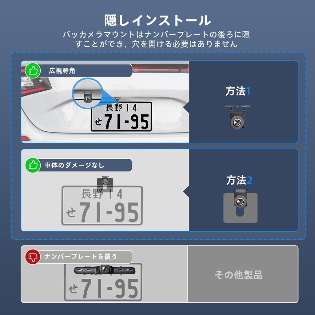 AHD Backup Camera Monitor Vision Wide DIY Normal Mirror Image No Drilling Two Types of Power Supply Easy To Install Even for Parking Assistance