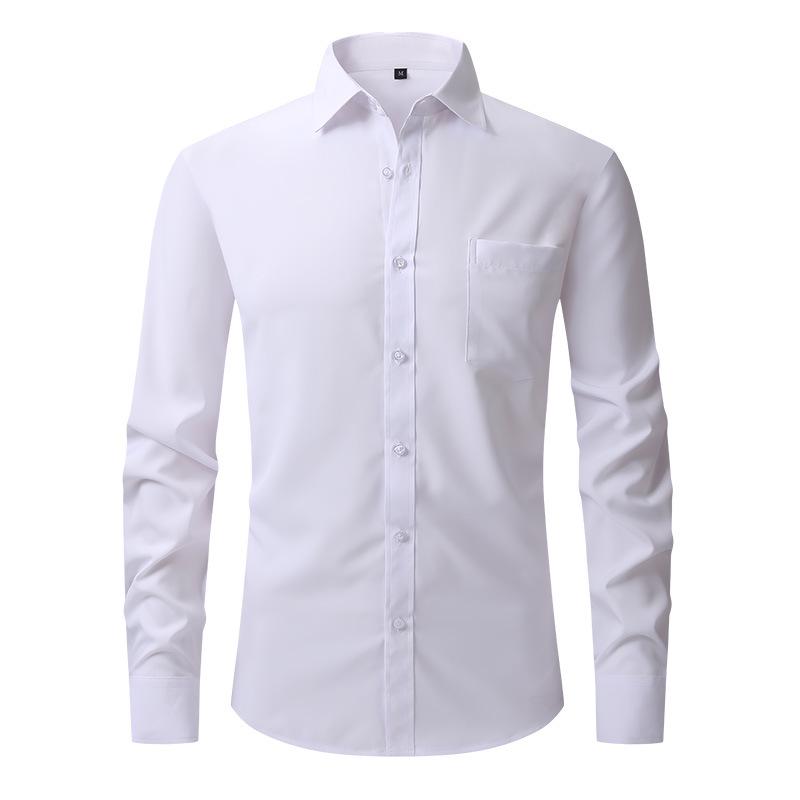Мужская рубашка в стиле business casual с длинным рукавом, четырехсторонней эластичностью и немнущейся тканью