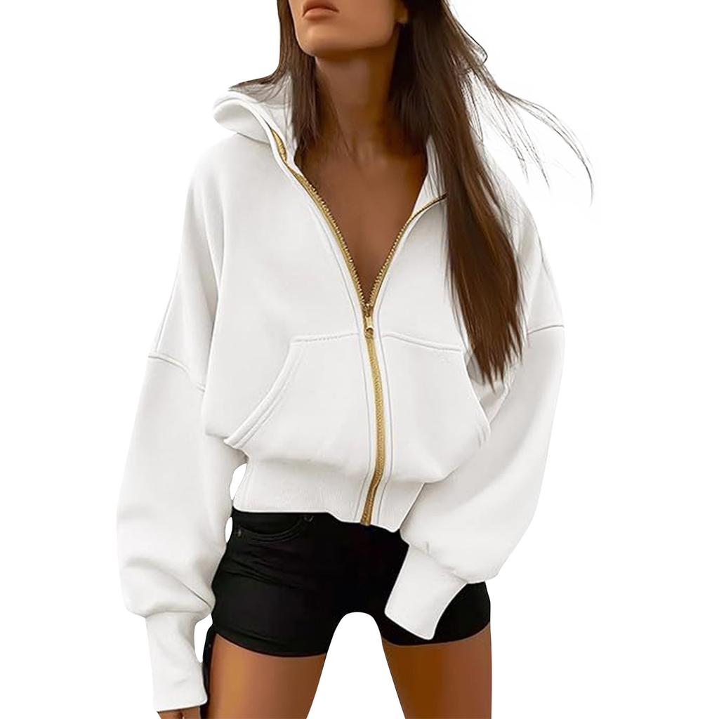 Женские толстовки с капюшоном на молнии с длинным рукавом, осенние свободные толстовки, куртки с карманами, модная одежда, толстовки с капюшоном для женщин