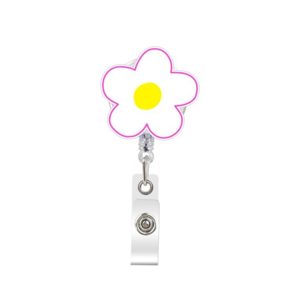 Students Card Flower Name Card Holder Retractable Badge Reel ID Card Clips Nurse Badge Holder