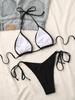 Женский купальник с треугольной чашкой на спине и открытой спиной, сексуальный комплект бикини с низкой талией и боковой завязкой