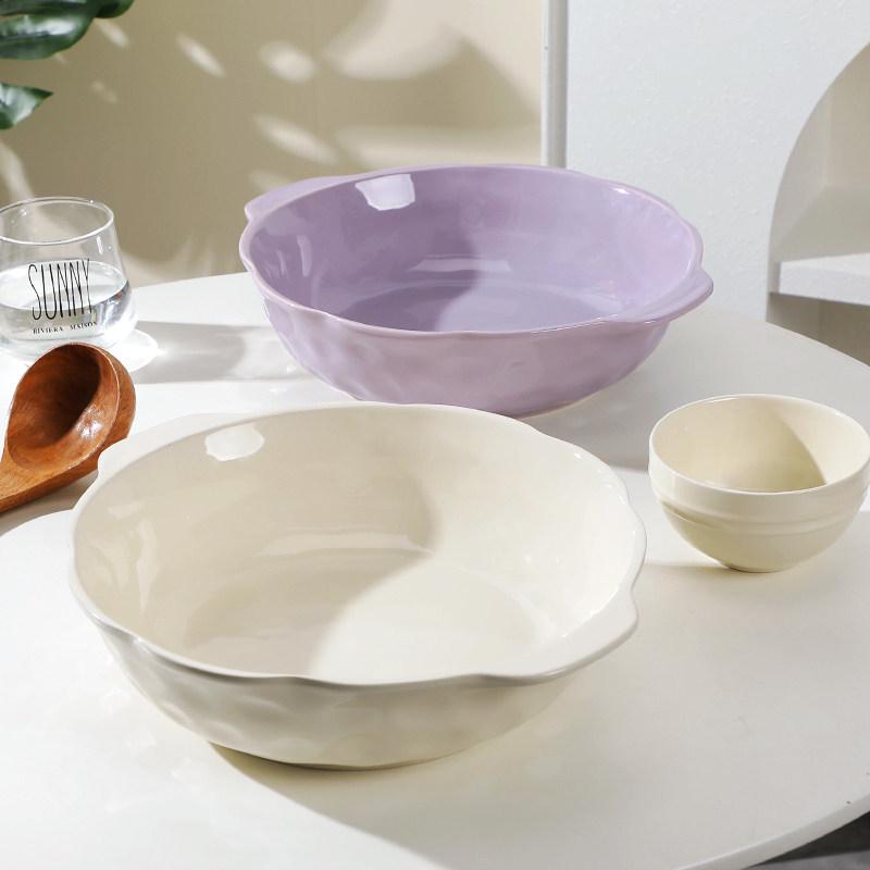 Большая керамическая супница 12 дюймов: С двумя ручками, термостойкая, защита от ожогов - Новый стиль 2024 года, миска для рыбы с квашеной капустой