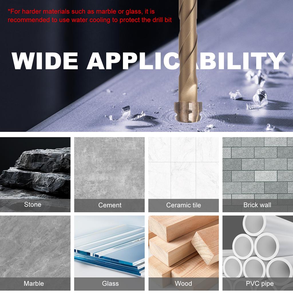 2Set Carbide Four Edged Serrated Drill Bit Efficient Drilling Masonry Drill Bit Set with Hexagonal Shank for Ceramic Tile