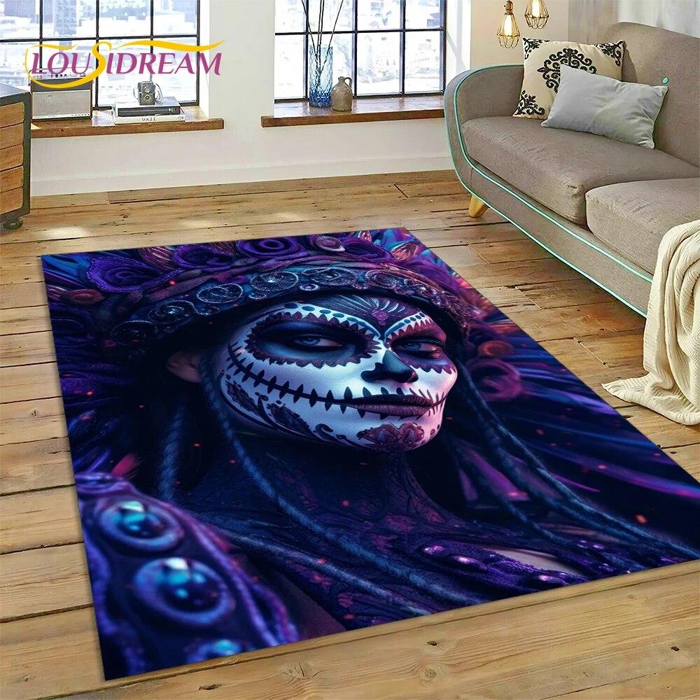 Horror Skull Girl Dead Gothic Undead Female Carpet Rug for Home Living Room Bedroom Sofa Doormat Decor,Kid Area Rug Non-slip Mat
