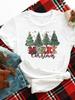(Asian Size) Merry Christmas New Year O-neck Women's Top T Clothing Lovely Tree Trend 90s Print Short Sleeve T-shirts Fashion Holiday Graphic Tee