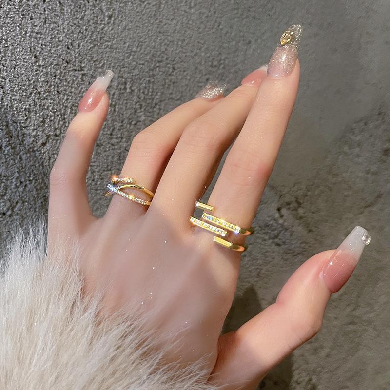 Цирконовое многослойное регулируемое кольцо в стиле минимализм: Изысканная, Легкая Роскошная Мода