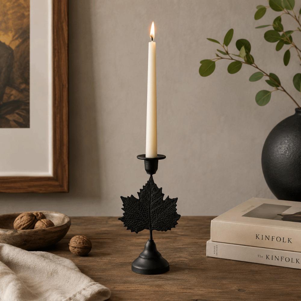 European Style Tabletop Candle Holder Elegant Leaf Candle Stand Candlestick Holder Wedding Props