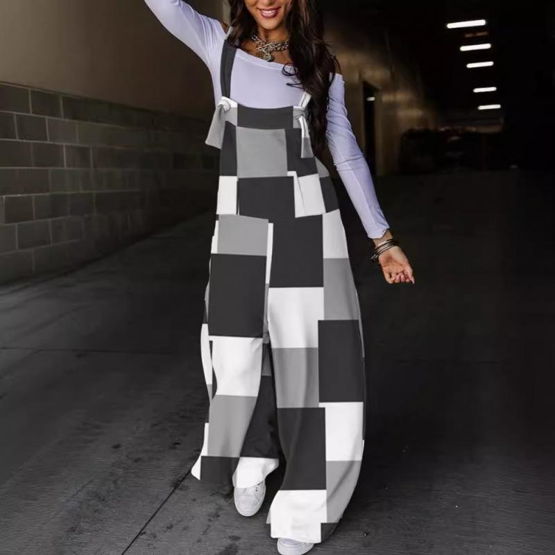 Комбинезон с принтом и поясом Брюки Женские