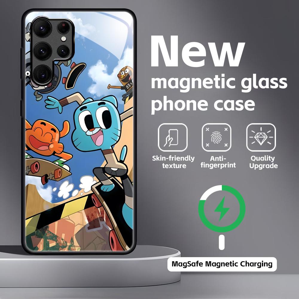 The Amazing World of Gumball Phone Case For Samsung S25 S24 S23 S22 S21 S20 Plus Ultra Note20 Glass Magnetic Case