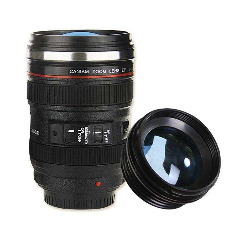 Camera Lens Coffee Mug 350ml Stainless Steel Insulated Reusable Travel Cup Creative Gift For Photographers