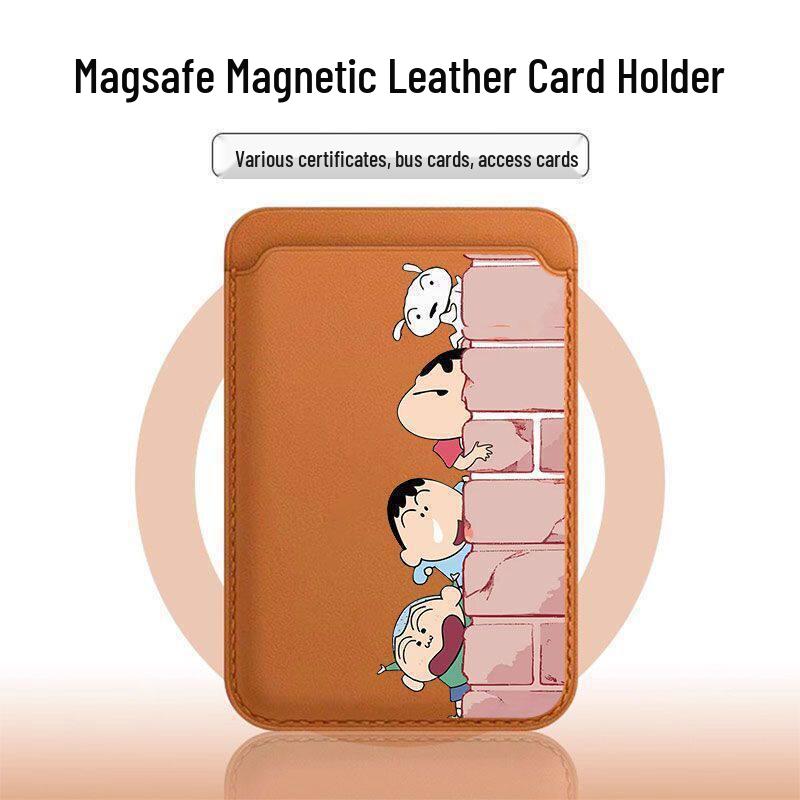 Кожаный чехол для телефона Shin-chan, совместимый с MagSafe, с дизайном скалодрома и магнитным держателем для карт