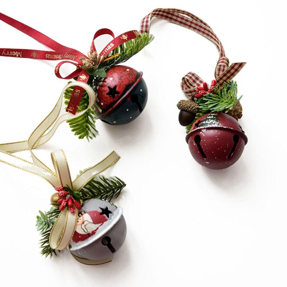 Iron Art Jingle Bell Pendant Simulation Pine Cone Christmas Tree Decorations Home Decoration