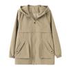 Women Spring Fashion Elegant Hooded Jacket Autumn Female New Stitching Loose Short Zipper Top Korean Coat Lady