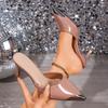 Туфли на высоком каблуке Женская обувь 2025 Лето Острый носок Открытый носок Тонкий каблук Шлепанцы Сандалии и шлепанцы
