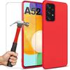 Case and Glasses - Booling - for Samsung A52 - Red - Flexible - Anti-Scratch - Glossy