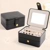 Double-layer Jewelry Organizer Box with Mirror Large Capacity Waterproof Earrings Necklaces Organizer Portable