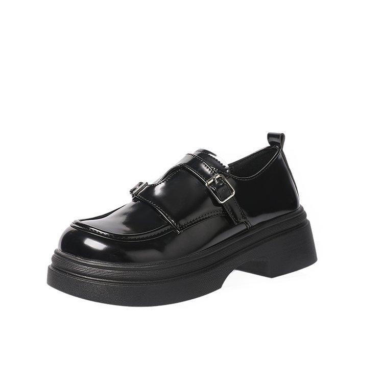 [Youshilai] Нишевый дизайн, ремень с двойной пряжкой, женские кожаные туфли на платформе в британском стиле, новинка зимы 2025