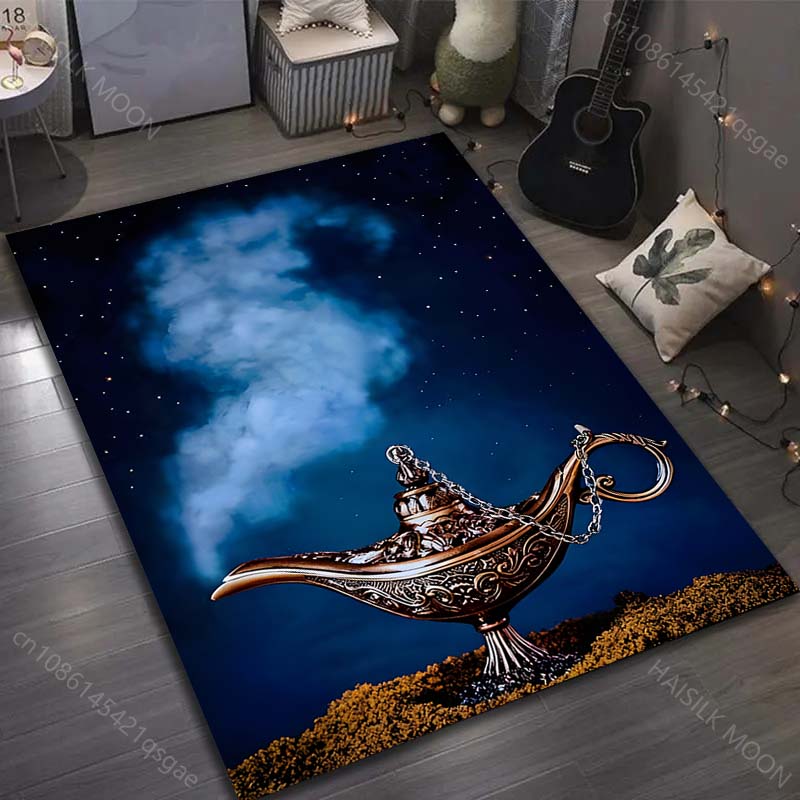 1PC Fairy tale wishing lamp Painting Carpet for Living Room Bedroom Sofa Doormat Decor Sofa Table Area Rug Non-slip Floor Mat
