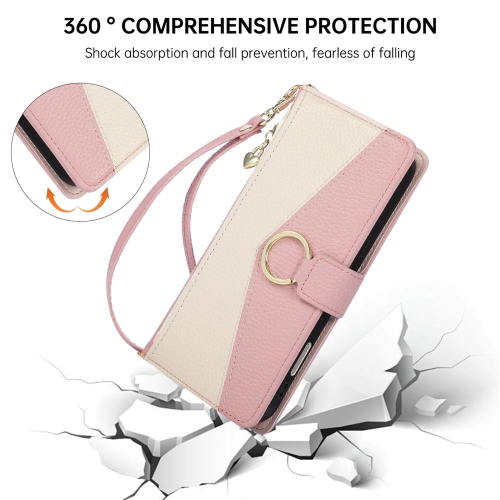 Wallet Case for Reno15 Pro 5G - Leather/PU, Pink, With Lanyard