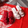 Four Seasons Wedding Slippers A Pair of Women's New Spring and Autumn Festive Red Silk Dowry Non-slip Home Slippers