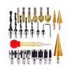 26pcs Woodworking Chamfer Drilling Tool Countersink Drill Bits Set Wood Plug Cutter Center Punch