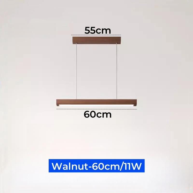 Светодиодный подвесной светильник из скандинавского дерева, простая потолочная люстра с регулируемой яркостью, для столовой, кухни, длиннополосный подвесной светильник