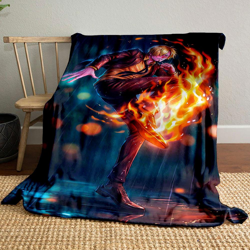 A dynamic flame kick in a rainy, glowing backdrop. for all seasons blanket lunch break throw gift