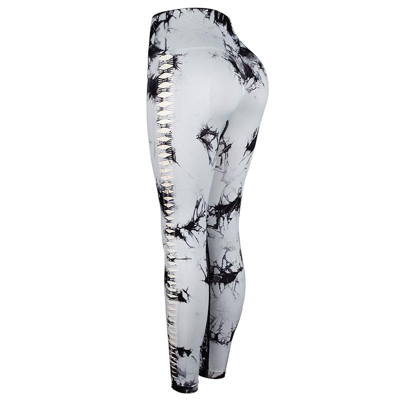 Women Tie Dye Yoga Leggings Hollow Seamless High Waist Sport Leggings