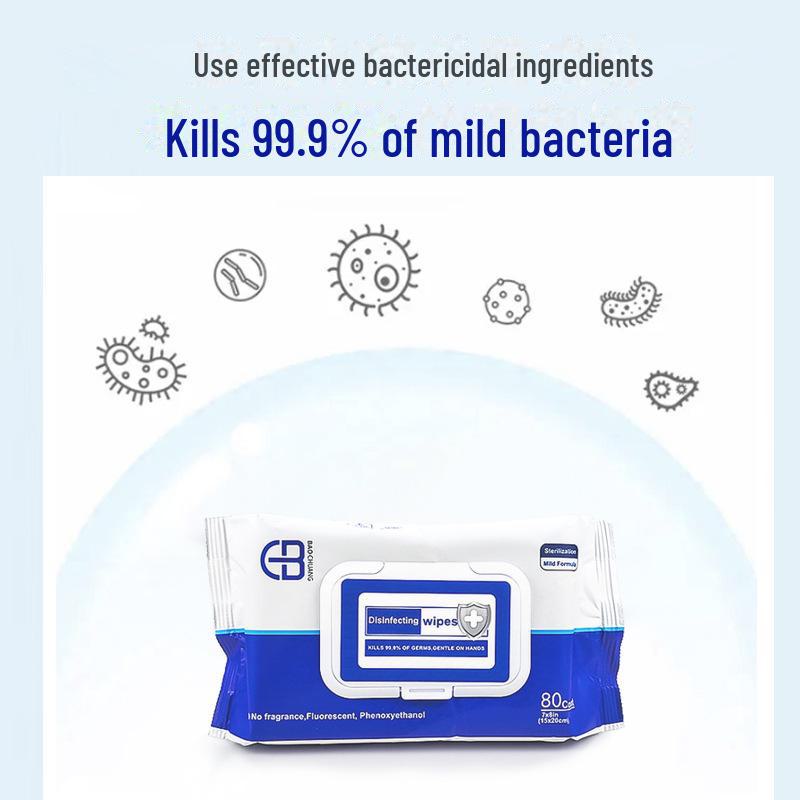 Дезинфицирующие салфетки без запаха - упаковка 80 шт., нетканые, одноразовые дорожные чистящие салфетки для использования на открытом воздухе