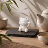 3D-печатная статуэтка кошки-удачи, милая белая фигурка Манеки, мини-украшение «Кот-приманка» матового белого цвета для домашнего стола, спальни, праздников, дней рождения