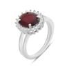 Серебряное кольцо с искусственным гранатом nano, фианитами, вес изделия 3,28 гр (60002305)