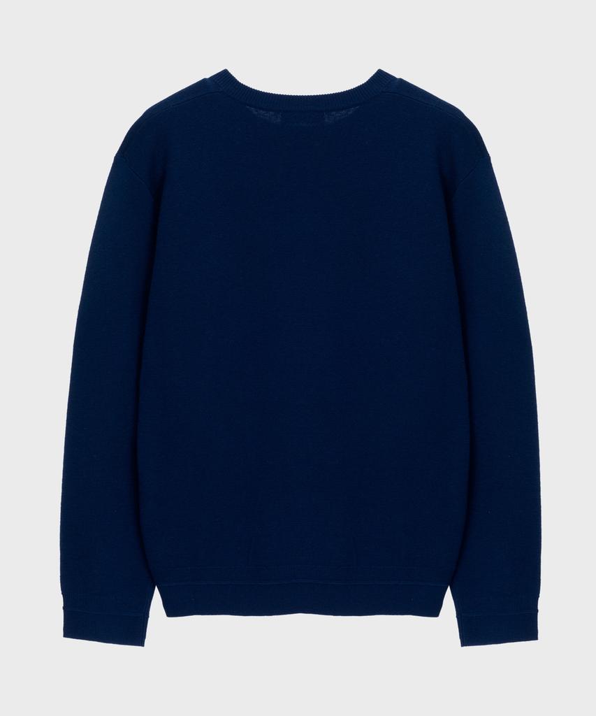 BASIC HOUSE Uni Daily Round Neck Knit Navy Lwkt7101