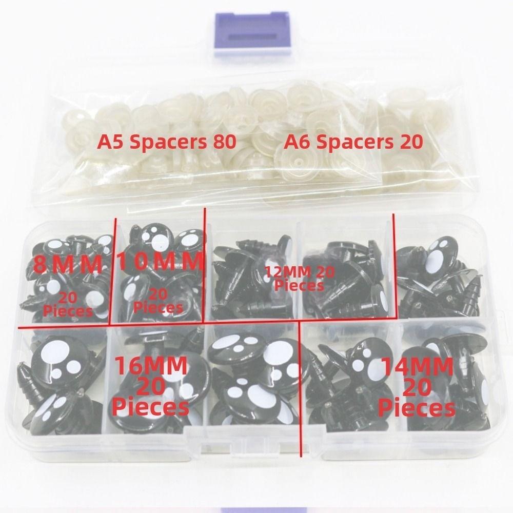 100pcs/box Oval Shape Plastic Safety Eyes Black Black Screw Eyes New Doll Bear Toys For Toys
