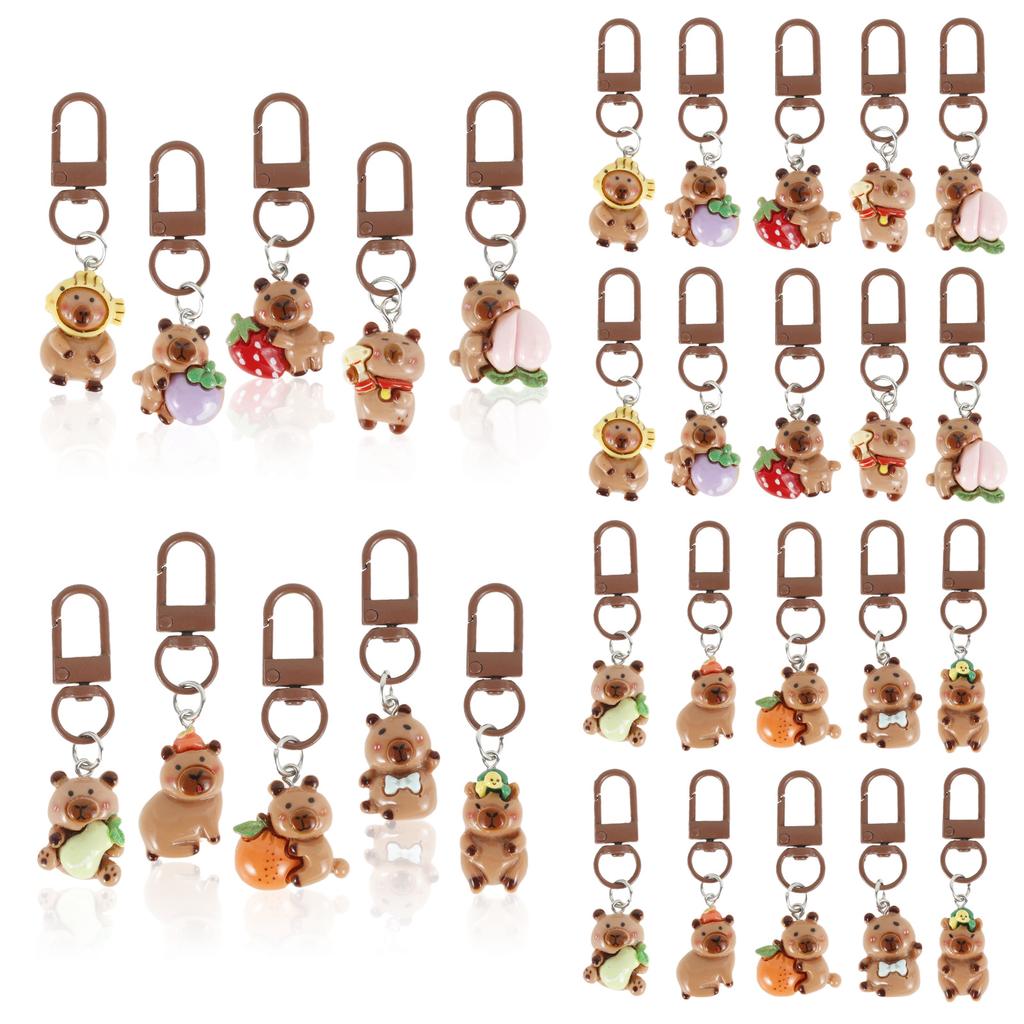 30Pcs Cute Resin Capybara Key Chains 3D Capybara Keychain Pendant Party Gift Purse Backpack Handbag Car Animal Pendants Decor