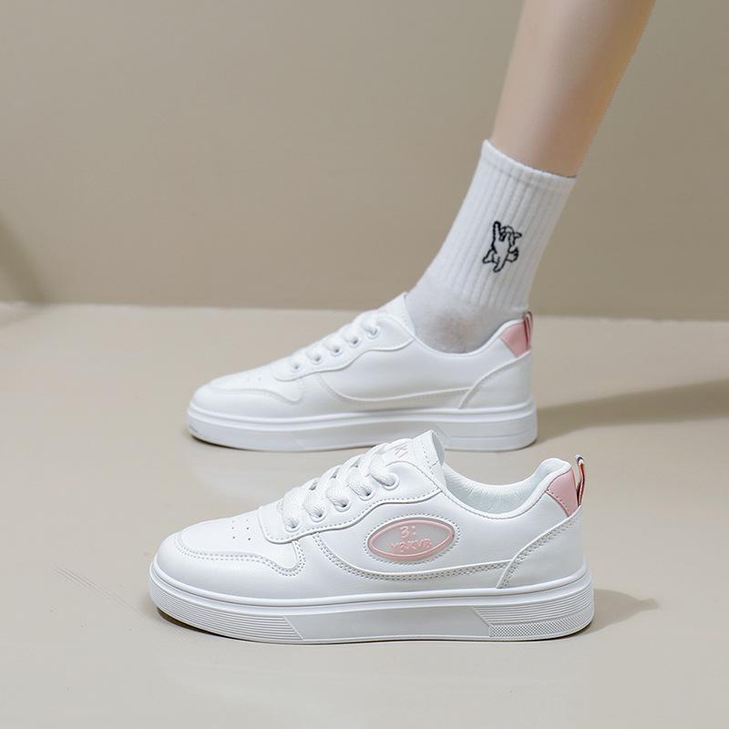 Women's Platform Breathable Sneakers Fashion Anti-slip Running Walking Shoes Casual Lightweight Lace Up White Sneakers PU Leather Tennis Shoes Women