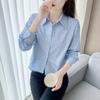 2024 Women's Casual Striped Cotton Shirt - Spring/Autumn